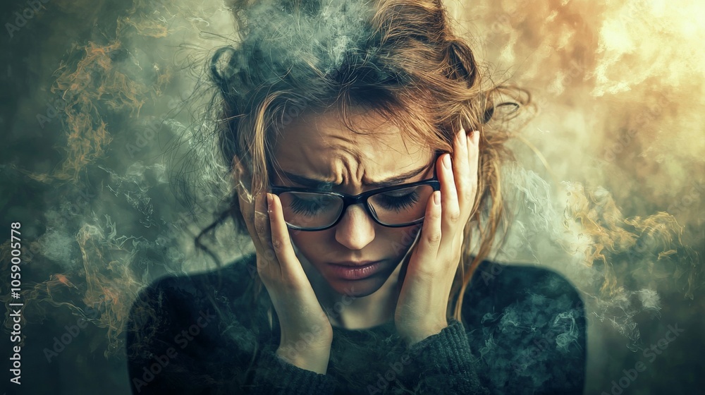 A person distracted by a strong emotion, unable to focus on the task at hand A person distracted by a strong emotion, unable to focus on the task at hand