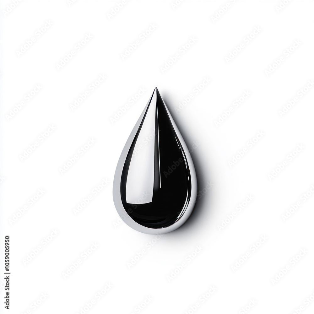 Sleek Black Drop-Shaped Object on White Background Sleek Black Drop-Shaped Object on White Background