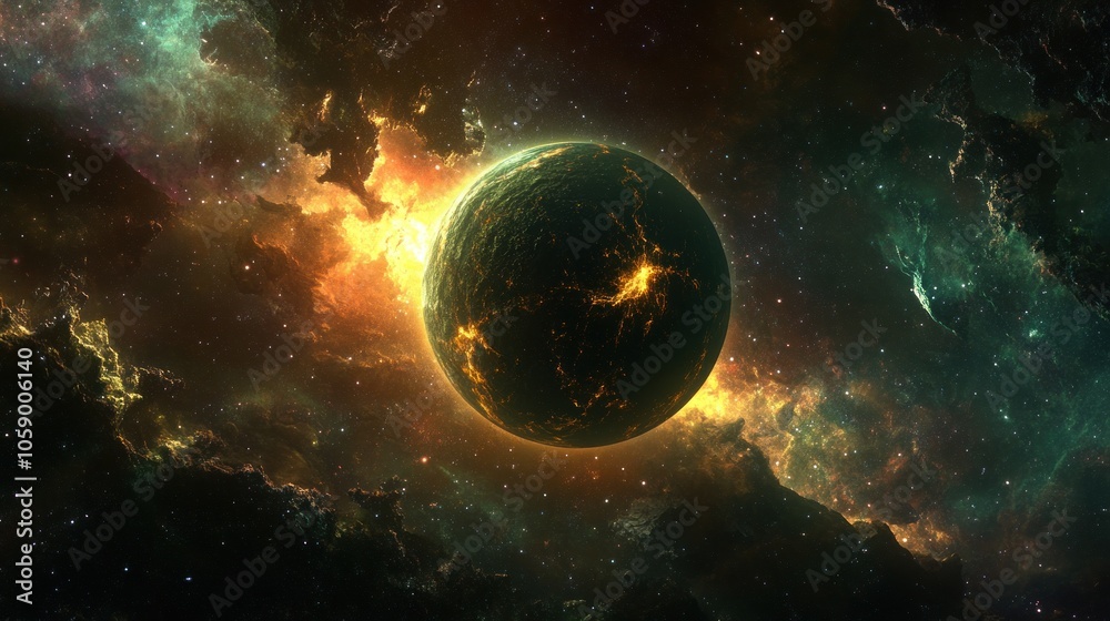 A Fiery Exoplanet In A Starry Nebula A Fiery Exoplanet In A Starry Nebula