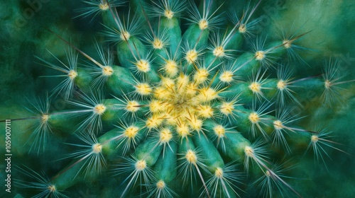 Vibrant Cactus Close-Up with Spiky Texture