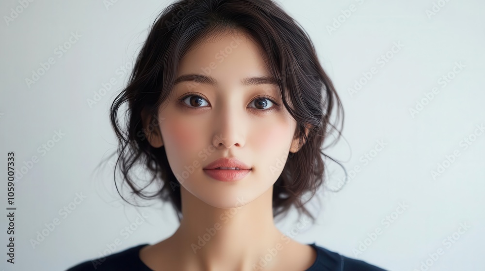portrait of a beautiful japanese woman against a simple white background, showcasing her elegance and grace, enhanced by generative ai techniques for a captivating visual experience portrait of a beautiful japanese woman against a simple white background, showcasing her elegance and grace, enhanced by generative ai techniques for a captivating visual experience