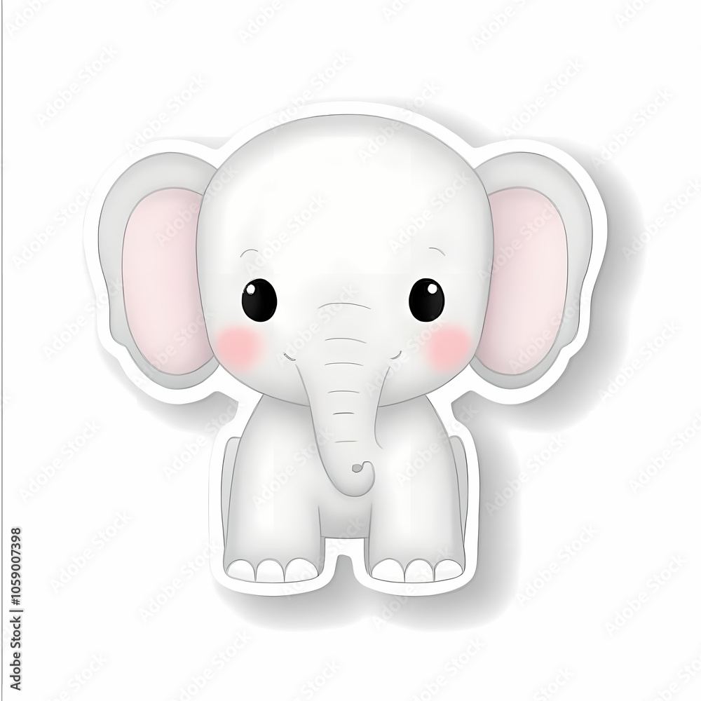 Cute 3D Cartoon Elephant Illustration Sticker Cute 3D Cartoon Elephant Illustration Sticker