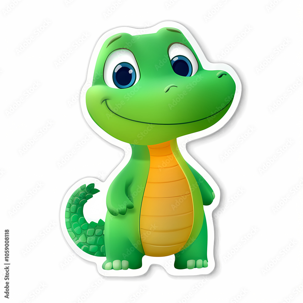 Cute Cartoon Crocodile Sticker Illustration Cute Cartoon Crocodile Sticker Illustration