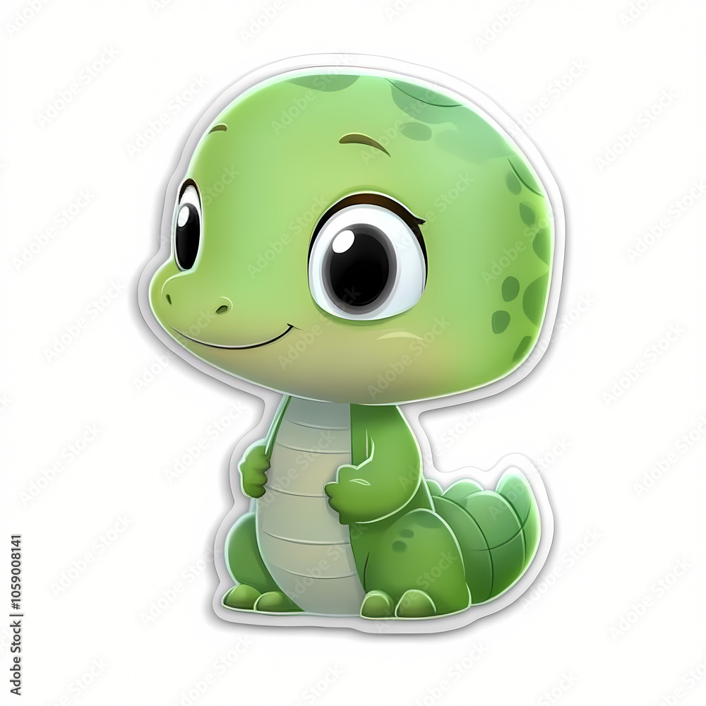 Obraz premium Cute Cartoon Crocodile Sticker Illustration Design