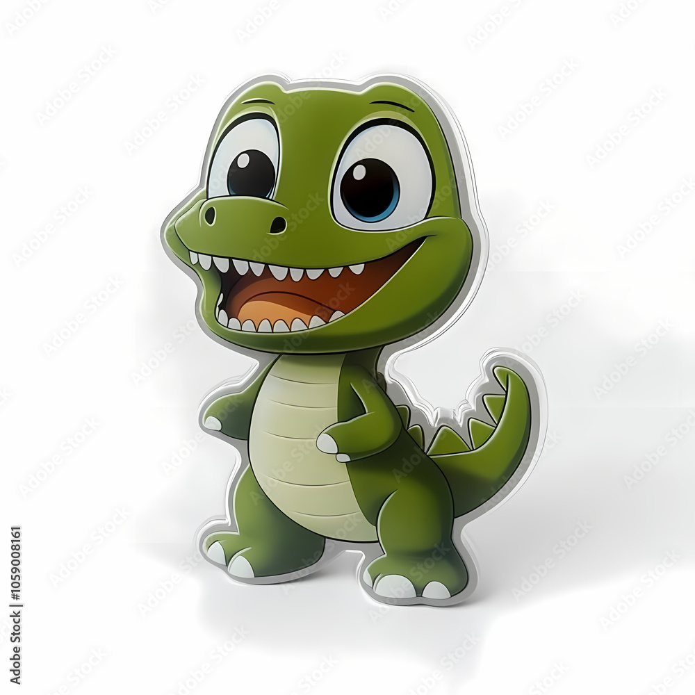 Fototapeta premium Cute 3D Cartoon Crocodile Sticker Illustration