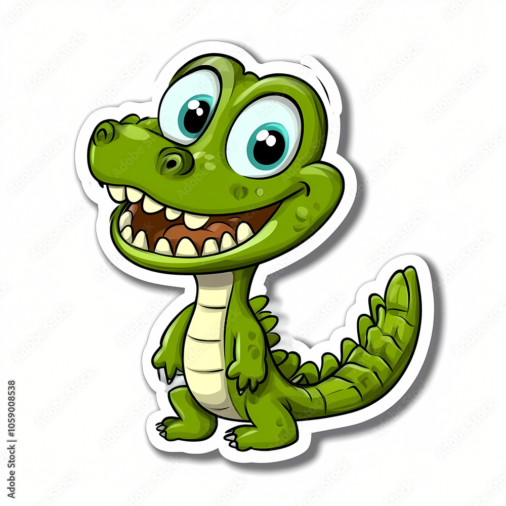 Cute Cartoon Alligator Sticker Illustration Cute Cartoon Alligator Sticker Illustration