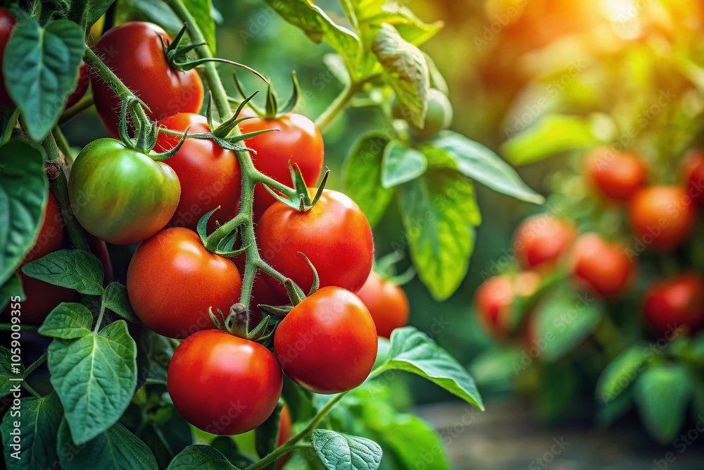 Ripe Tomatoes on the Vine - Closeup of a Tomato Plant in a Garden Ripe Tomatoes on the Vine - Closeup of a Tomato Plant in a Garden