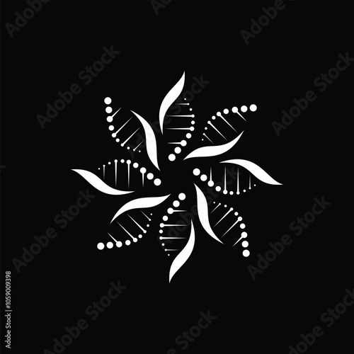 Elegant Mandala Ornament Pattern DNA Genetic Logo Design Template