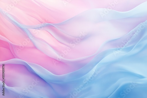 This artwork showcases smooth, fluid shapes in soothing pastel colors, creating a serene atmosphere. Rhythmic wave like patterns blend seamlessly, invoking a sense of tranquility and a connection to n photo