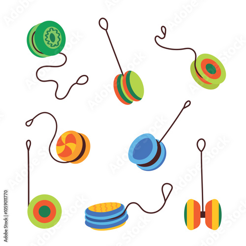 June 7 - National Yo-Yo Day Vector illustration of children's toys. Suitable for banner, poster