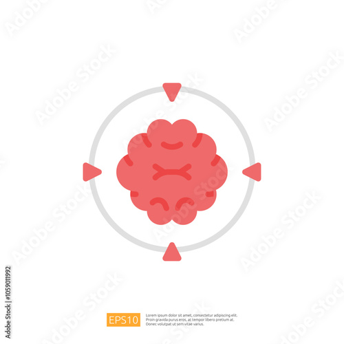 A minimalist illustration of a brain within a circular target, symbolizing focus on mental processes or cognitive science.