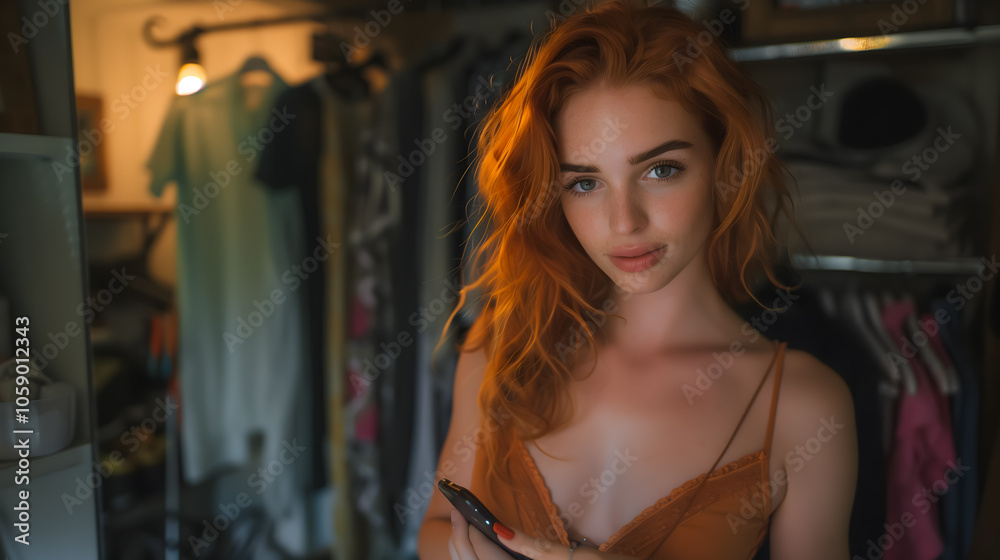 Candid Portrait of a Redhead Woman in a Cozy Setting Candid Portrait of a Redhead Woman in a Cozy Setting