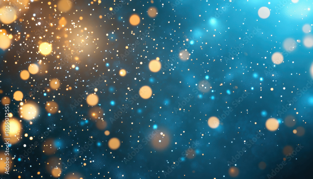 Obraz premium vibrant abstract background featuring shimmering blue and gold bokeh lights, creating festive and magical atmosphere perfect for holiday themes