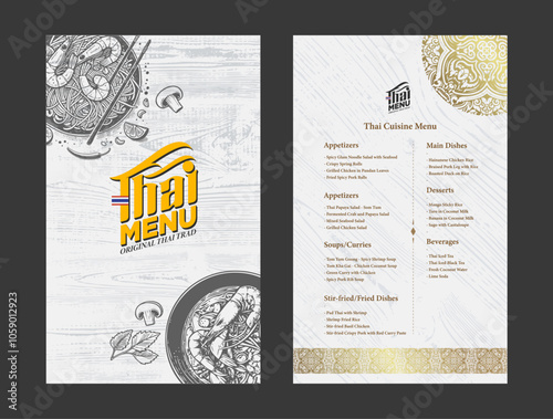 Thai Cuisine Menu Design in Traditional Style