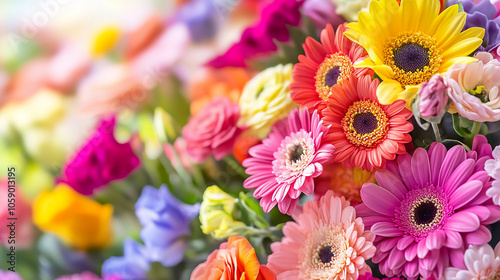 Colorful Bouquet of Mixed Spring Flowers