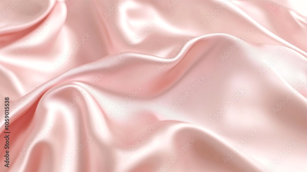 Obraz premium A smooth, soft, and delicate pink satin fabric with gentle waves and folds. Generative ai