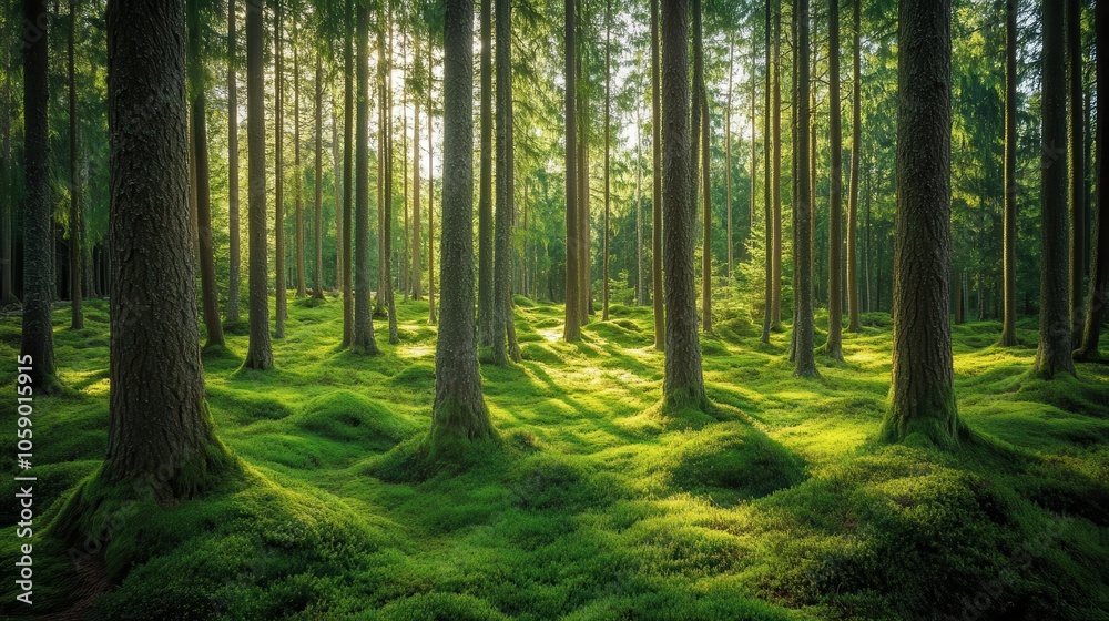 scandinavian forest characterized by towering trees and a lush carpet of green moss, evoking a sense of serenity and connection to nature in a tranquil setting scandinavian forest characterized by towering trees and a lush carpet of green moss, evoking a sense of serenity and connection to nature in a tranquil setting