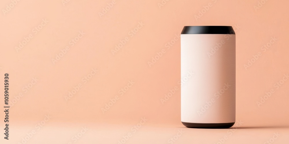 Stylish beverage can on a smooth surface in a pastel color setting, showcasing modern design aesthetics. Stylish beverage can on a smooth surface in a pastel color setting, showcasing modern design aesthetics.