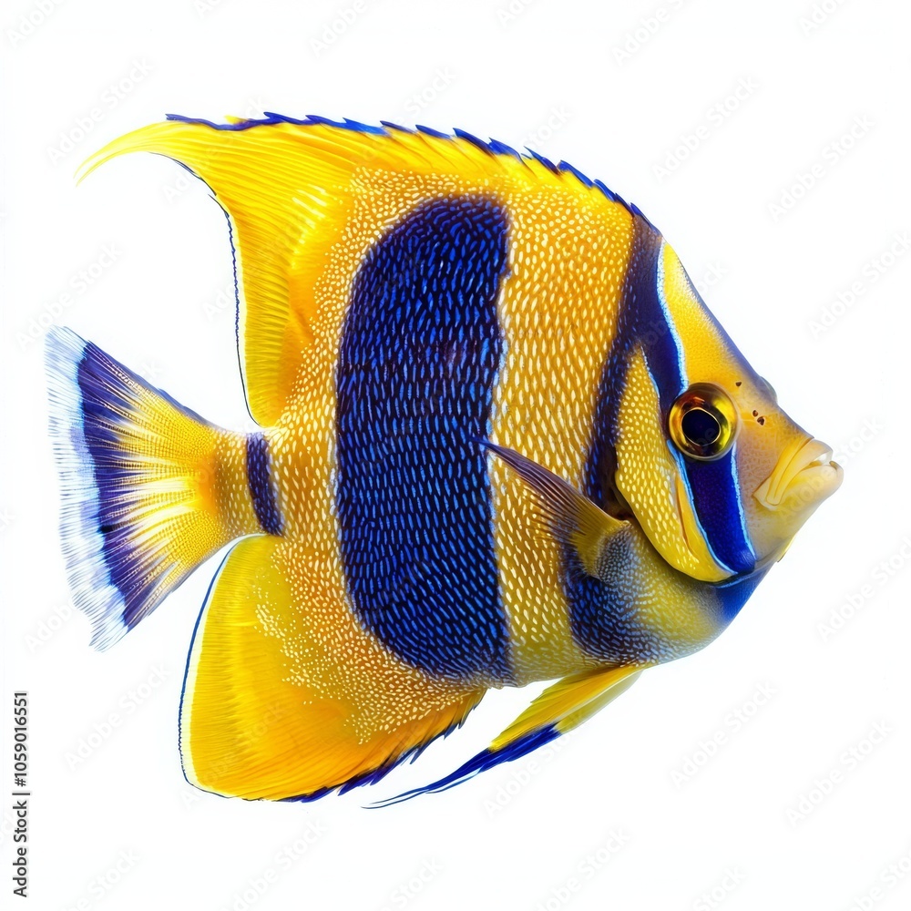 Naklejka premium Tropical marine fish, isolate on white, clean edges, sharp details