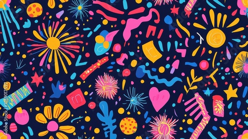 Wallpaper Mural Vibrant Abstract Pattern with Colorful Shapes and Designs Torontodigital.ca