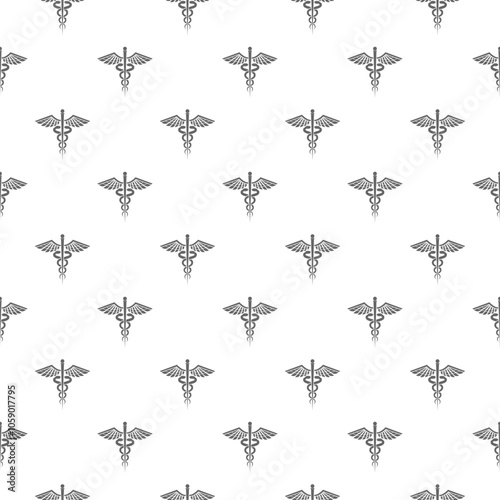 Caduceus medical symbol icon isolated seamless pattern on white background