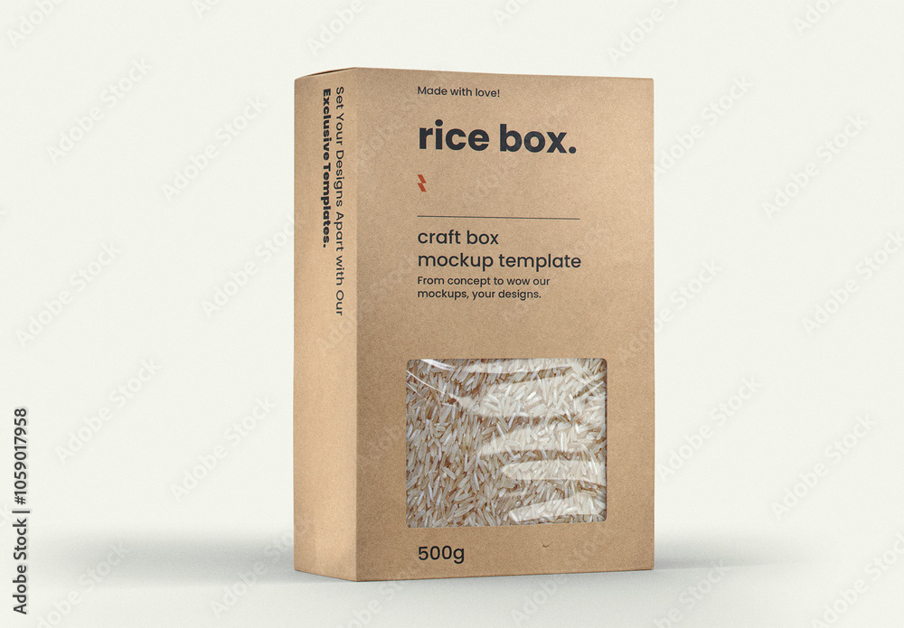 Craft Rice Box Mockup plantilla de Stock | Adobe Stock