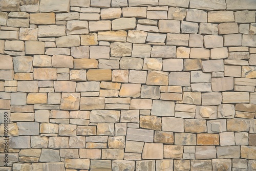 a close-up view of a wall constructed using irregularly shaped stones