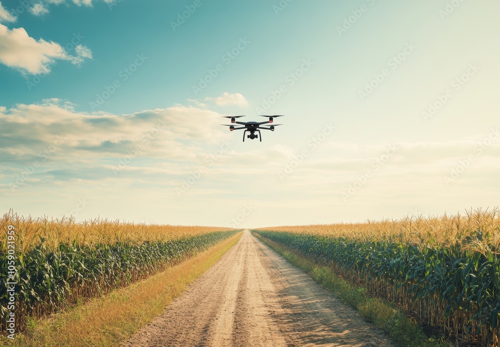 Drone Over Cornfield. Drone Over Cornfield.
