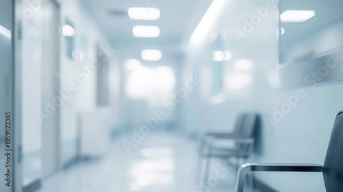 The image depicts the interior of a doctor's office with white walls and glass partitions. It is clean, modern, and professional in design.