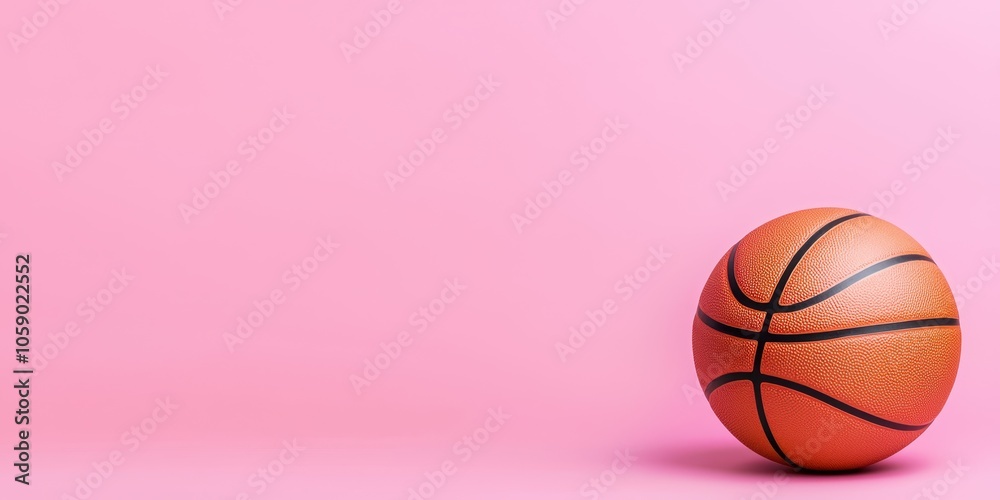 A vibrant basketball on a soft pink background, showcasing the sporty essence and playful energy of the game.