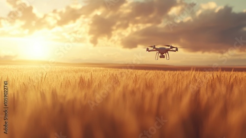 Drone Over Wheat Field.