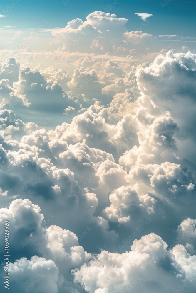 Sky full of cumulus clouds with soft white edges Sky full of cumulus clouds with soft white edges