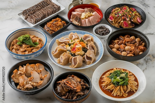 A photo of various Chinese dishes