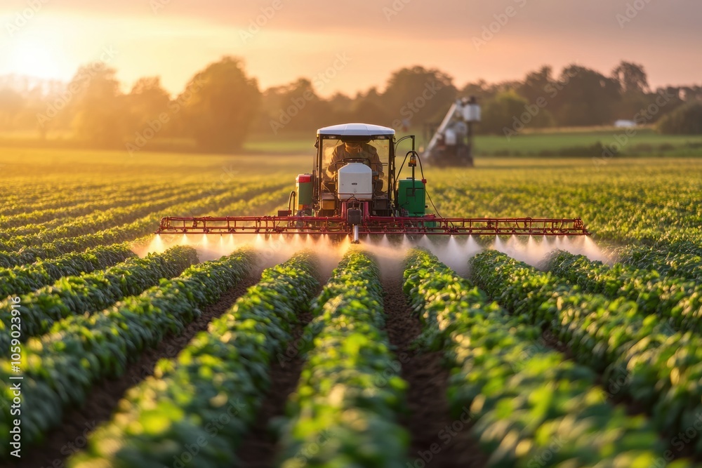 Tractor Spraying Crops. Tractor Spraying Crops.