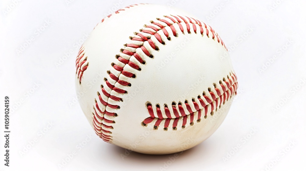 A white baseball with red stitching, isolated on a white background. Generative ai A white baseball with red stitching, isolated on a white background. Generative ai