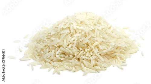 Close-up of uncooked rice, paddy or jasmine, with individual grains clearly visible.