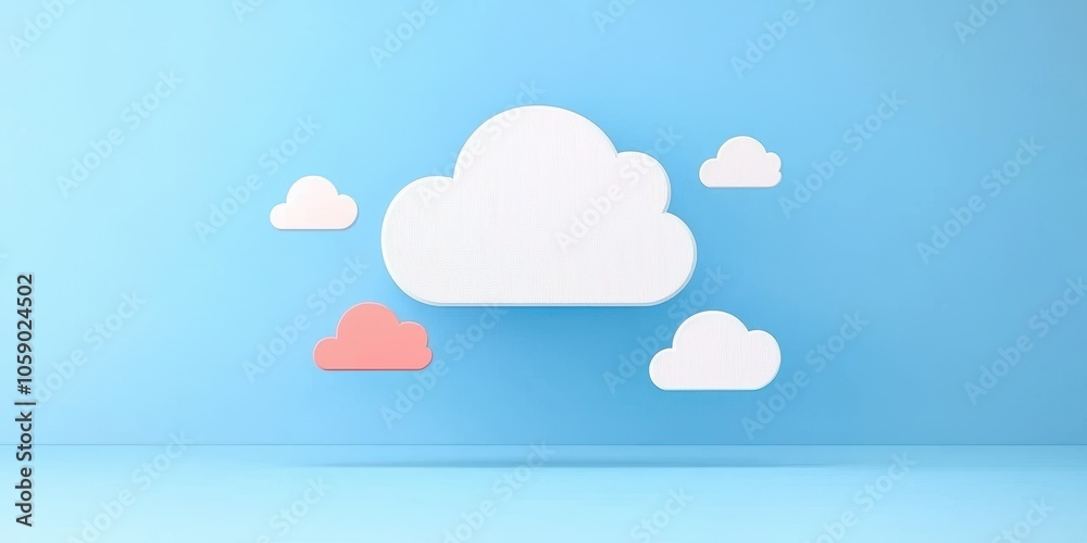 Colorful cloud illustrations against a blue background, ideal for creative design and digital projects. Colorful cloud illustrations against a blue background, ideal for creative design and digital projects.