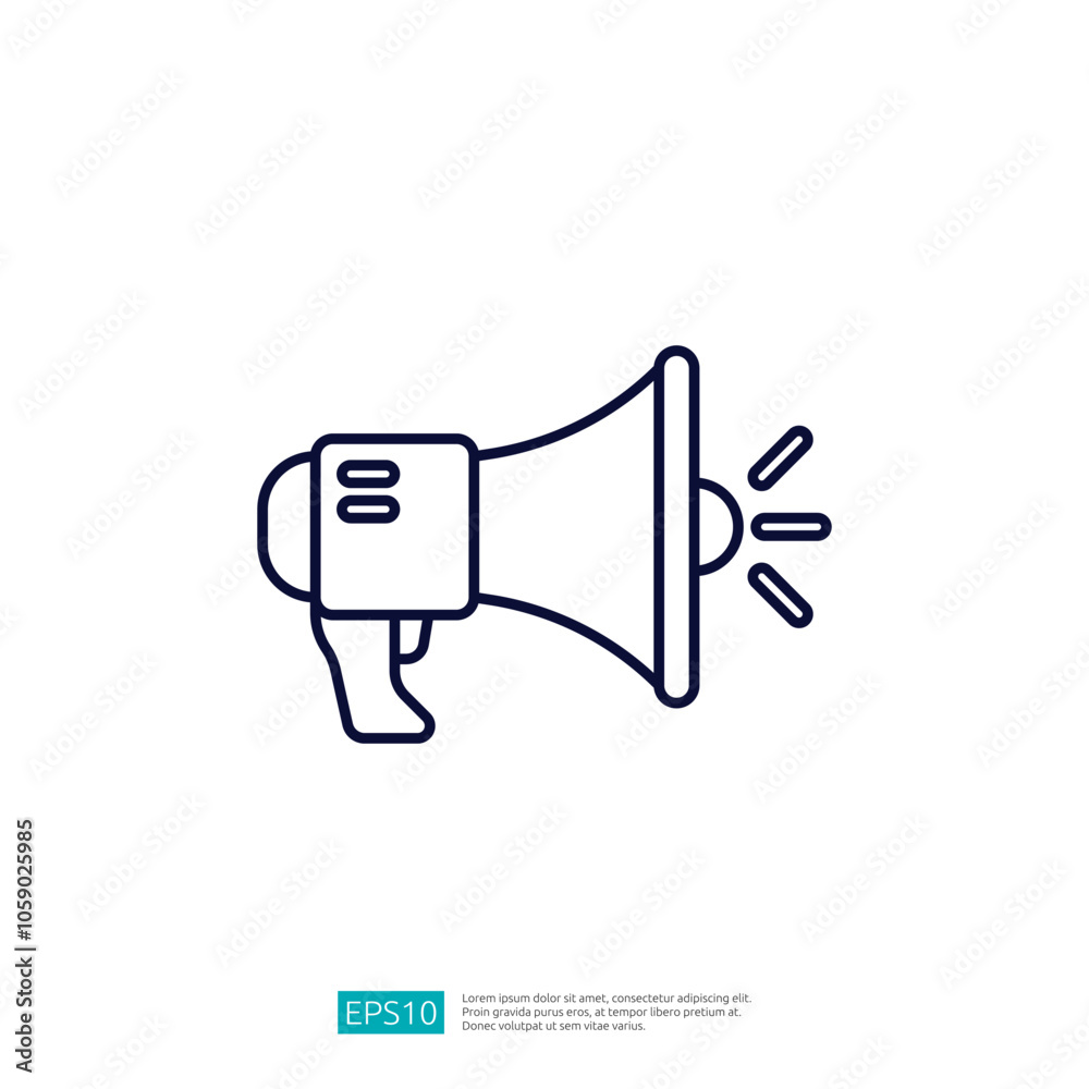 A simple line drawing of a megaphone, symbolizing communication and announcement. A simple line drawing of a megaphone, symbolizing communication and announcement.
