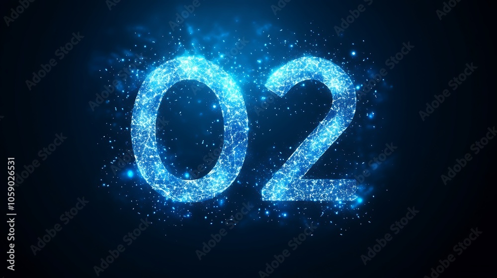 A glowing blue number A glowing blue number