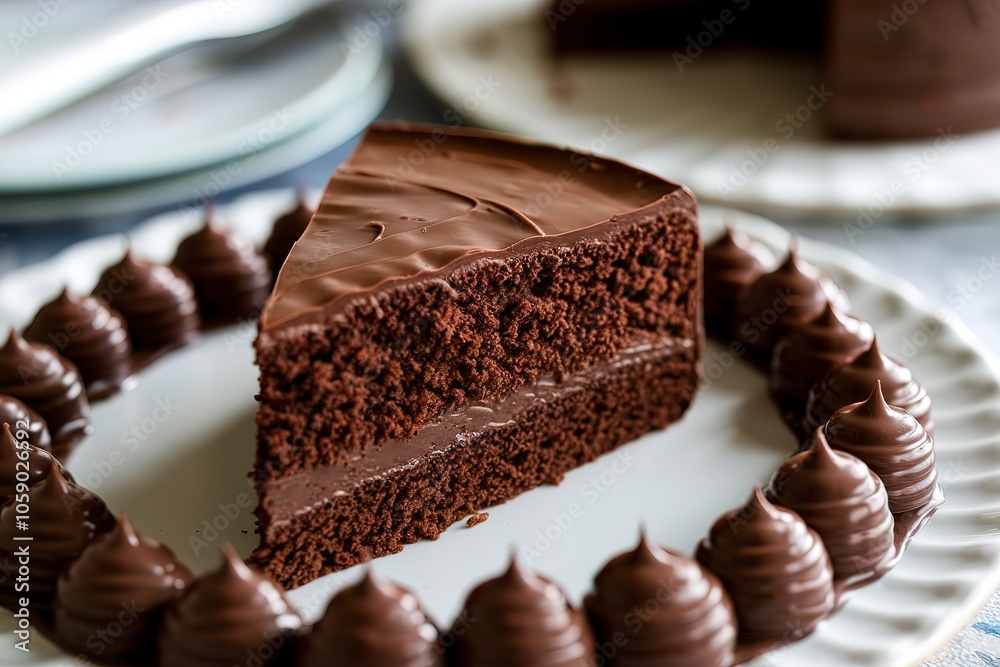 a slice of a chocolate cake isolated on a white background a slice of a chocolate cake isolated on a white background