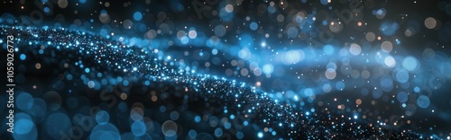 Abstract Blue Digital Wave With Sparkling Particles