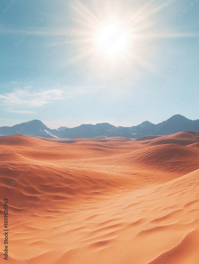 Naklejka premium Bleak desert scene during sunrise.