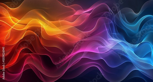 Abstract Wavy Pattern In Blue, Red, Orange, And Yellow