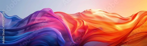 Abstract Colorful Swirling Fabric on White Background