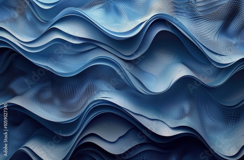 Abstract Blue Waves of Fabric