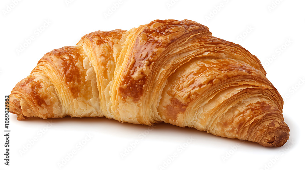 Freshly baked buttery croissant with flaky texture and golden crust Freshly baked buttery croissant with flaky texture and golden crust
