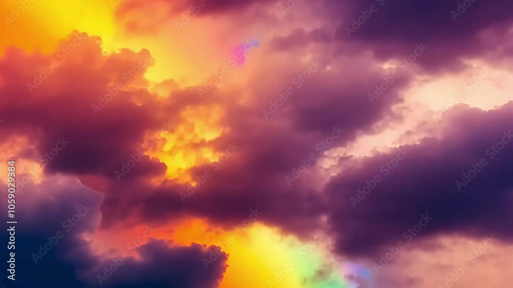 A vibrant rainbow arcs across a dramatic sky filled with colorful clouds, creating a stunning natural spectacle that evokes feelings of wonder and joy. A vibrant rainbow arcs across a dramatic sky filled with colorful clouds, creating a stunning natural spectacle that evokes feelings of wonder and joy.