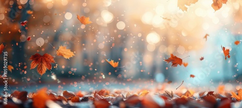Autumn Leaves Falling in Sunlight