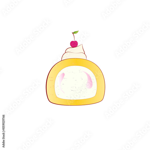 illustration of cake slice with cream filling