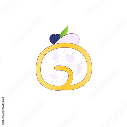 illustration of a piece of cake roll with cream filling